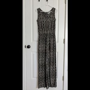 Calvin Klein Brown Black Snakeskin Print Elastic Waist sleeveless Jumpsuits